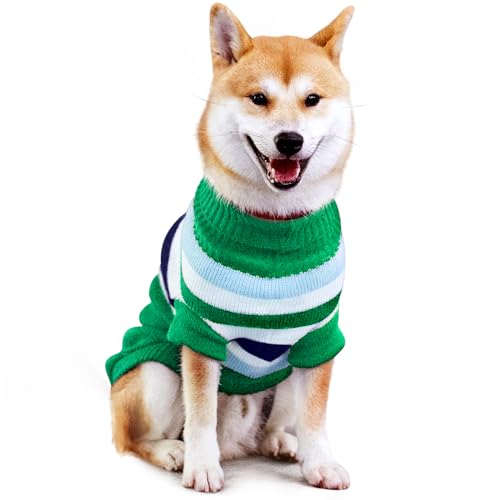 Maglione natalizio per cani di taglia grande, caldo, invernale, per animali domestici di taglia media e grande (taglia M, lunghezza posteriore: 50,8 cm, verde)