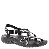 Skechers Women's Reggae Kooky Flat Sandal, Black/Amp; Grey, 7 M US