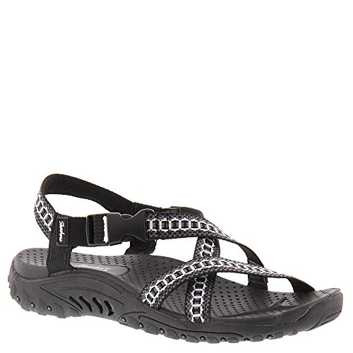 Skechers Women's Reggae Kooky Flat Sandal,black/grey,7 M US