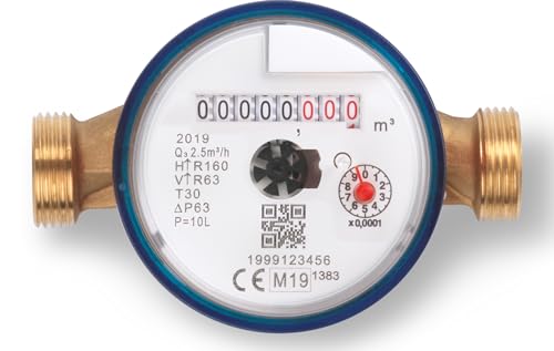 CONTATORE ACQUA FREDDA DN15 (1/2') - PRODOTTO IN ITALIA - CERTIFICATO per acqua potabile (D.M.174/2004 e MID) - CORPO IN OTTONE-SENZA RACCORDI Lungo110mm