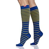 VIM & VIGR 30-40 mmHg Medical Grade Compression Socks for Women & Men (Blue & Moss Falling Stripe,...