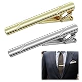 2 Pièces Pince à Cravate Homme, Pince à Cravate Cuivre pour Cravates Régulières, pour D'affaires, Mariage, Vie Quotidienne（Or + Argent）