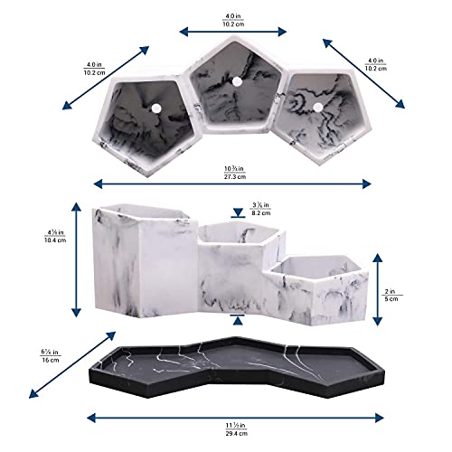 Lkkl Succulent Pot, Geometric Resin Planter Pot, Indoor Countertop Flower Pot With Drainage And Tray, Decorative Cactus Plant Pot For Home Office Windowsill Patio, White #TOP7