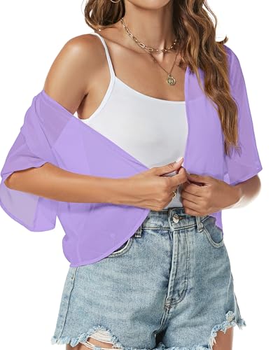 Image of ZNVGIRL Women Shrug Chiffon Cardigans Open Front Short Sleeve Bolero for Evening Dressy 2026