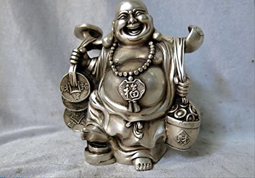 Bouddha Happy Maitreya statue argent Chine, objet bouddhisme pour décoration intérieure