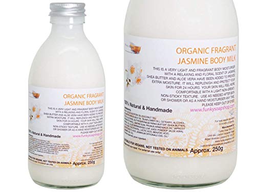 Funky Soap Biologico Fragrante Gelsomino Corpo Latte, Plastica Gratuito, Vetro Bottiglia di 250ml
