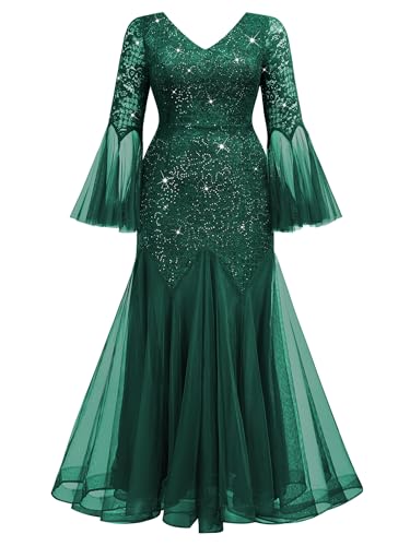 Image of MISSMAY Women's Plus Size Formal Evening Gowns Sequin Mermaid Tulle Dresses