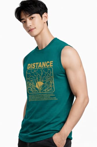 Image of JUGULAR Tank Tops Sleeveless T-Shirt for Men Gym Wear Vest Printed Stylish Round Neck Running for Sports Workout Fitness & Casual or Beach Wear