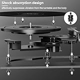 Record Player, FYDEE Vinyl Record Player Built-in 2 Speakers, Retro Vinyl Player with 3-Speed ​​(33/45/78 RPM) Bluetooth Turntable, Portable Suitcase Supports RCA and Headphone Jacks - Light Black - Image 5