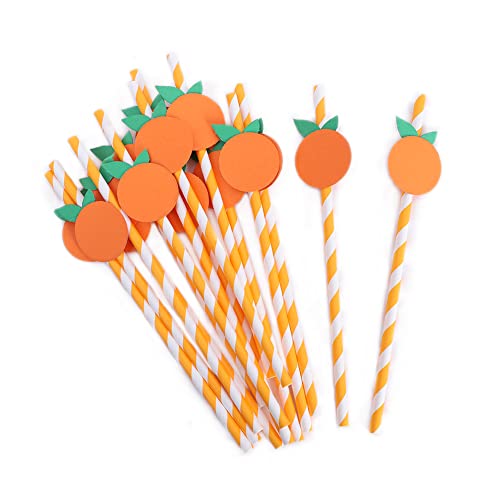 Pitillos de papel naranja biodegradables pack 15 piezas miniatura 1