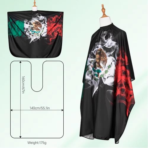 Capa profesional para corte de cabello con diseño de bandera mexicana miniatura 3
