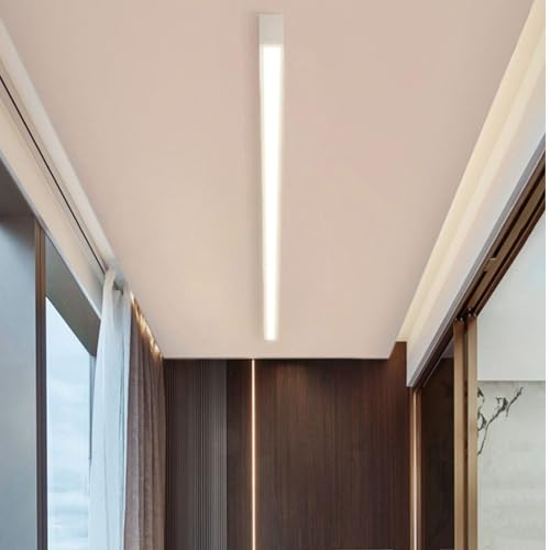 TZSMUM Plafoniera LED Soffitto Interno Moderna Design Lampada da Soffitto Rettangolare Decorativa Plafoniera Alluminio Lunga per Camera da Letto Corridoio Soggiorno (Bianco-Luce Calda,60cm)