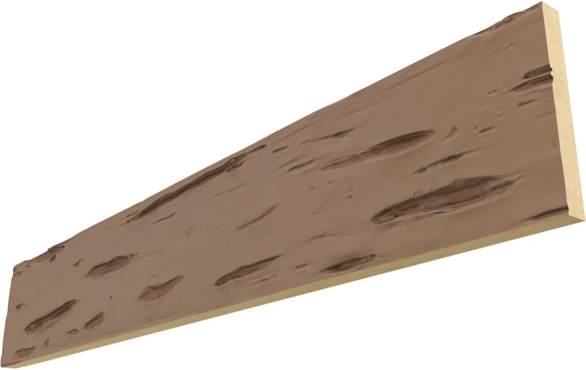 Ekena Millwork BMPCS1C0080X010X072HW 1-Sided Pecky Cypress Endurathane Plank Faux Wood Beams, 6-in. L, Honey Wheat