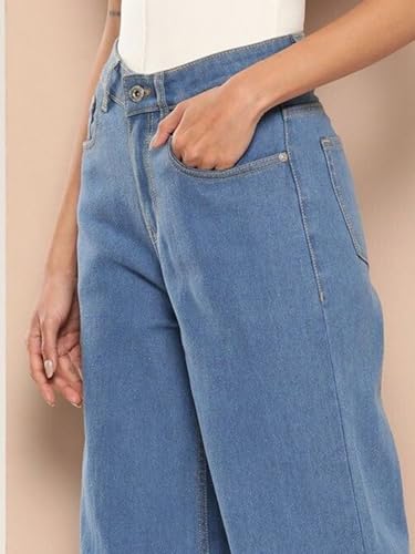 Image of Vogaan Women's High Waist Jeans || Flared Bell Bottom Bootcut Pants || Wide Leg Denim - Perfect for Travel, Party & Everyday Use