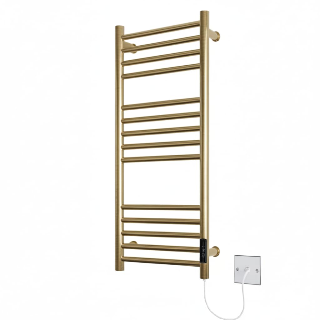 Manissa Siena Brushed Brass Electric Heated Towel Rail 300mm W x 720mm H