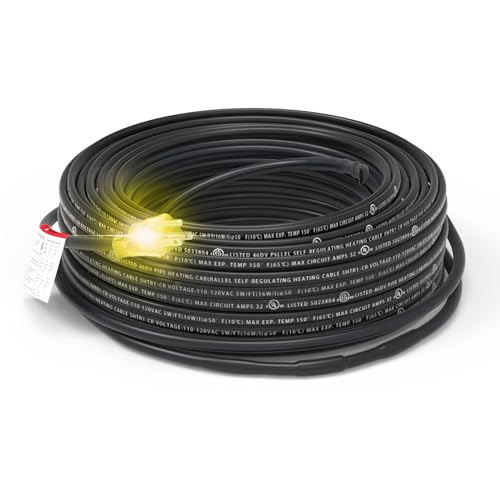 HEATIT PLSR1 12-feet 120V Industrial and commercial grade Self Regulating Heating Cable long term use design, heavy duty, Wet or Dry, Cold lead 10ft, 12YR Warranty