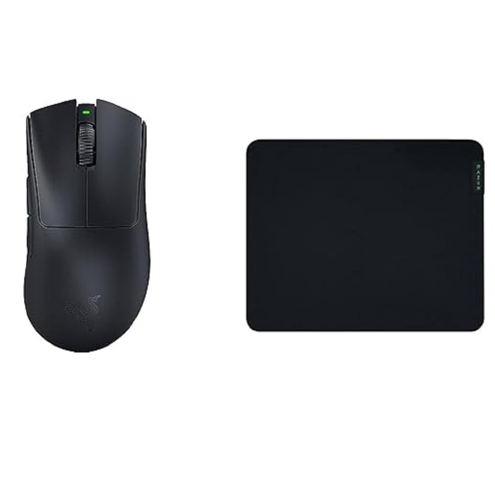 Razer DeathAdder V3 Pro + Gigantus V2 Medium - Ratón Esports inalámbrico ligero y ergonómico, sensor óptico de 30K y alfombrilla de ratón de juego blanda para mayor velocidad y control