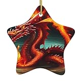 Transformez votre sapin de Noël en une pièce maîtresse magique avec notre pendentif en forme d'étoile en céramique WHJDPP Roi dragon en feu. Sa finition élégante en porcelaine blanche et sa forme pentagonale parfaite créent un affichage de vacances sophistiqué qui se distingue des ornements en plastique ordinaires.