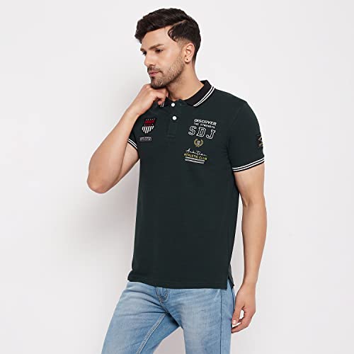 Image of Duke Stardust Men Polo Neck Half Sleeve Cotton T-Shirt (LF5855 Bottle Green XL)
