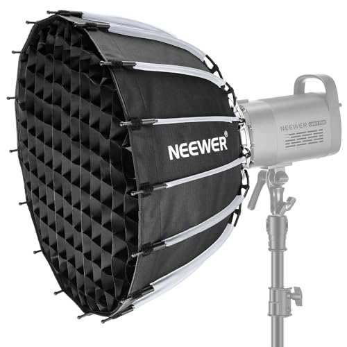 NEEWER 22inch/55cm Parabolic Softbox Quick Set up Quick Folding, with Diffusers/Honeycomb Grid/Bag, Compatible with Aputure 120d Light Dome Godox sl60w NEEWER RGB CB60 and Other Bowens Mount Lights by NEEWER - Used condition - CA$49.37