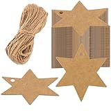 Geschenkanhänger Weihnachten, 150 Stück Weihnachtsanhänger Stern Papieranhänger Geschenkband Weihnachten Anhänger Etiketten mit 20m Schnur für Hochzeit Weihnachtsgeschenke Dekoration