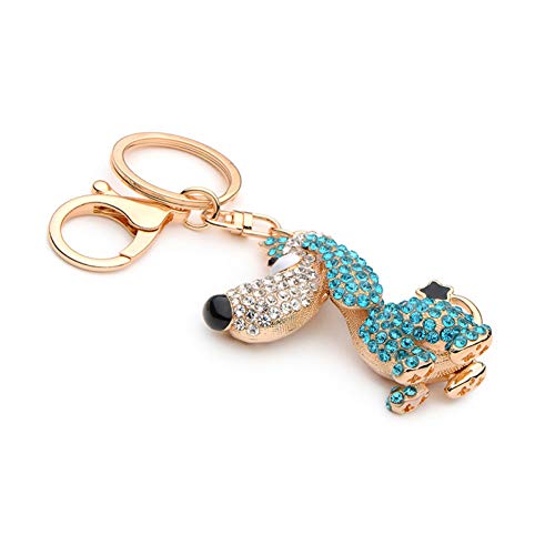 Preisvergleich Produktbild GMTEXTILES Blue Crystal Big Nose Hund Schlüsselanhänger Frauen Metall Schöne Tier Tasche Schlüsselanhänger