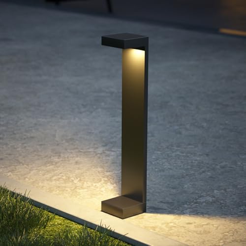 Luces de paisaje modernas Accesorio de iluminación de bolardo LED Iluminación de camino de 7 W 3000 K Luz de camino de césped externo Lámpara de camino impermeable de aluminio negro para pasarela, ent