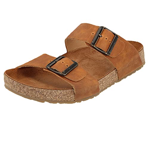 Image of HAFLINGER Andrea Elegant Leather Sandals with Rubber Sole and Cork Latex Footbed Unisex