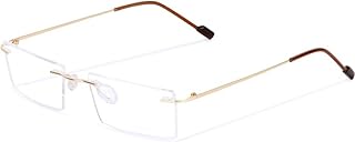 Jodykoes® Premium Rimless Frame for Women and Men: Stylish Rectangle Spectacle Eyeglasses with Anti-Glare Coating Price In India