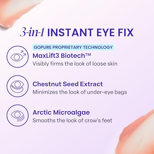 goPure NEW Instant Lift Eye Gel - For the look of Puffiness & Bags, Wrinkles, Fine Lines and Dark Circles, Anti Aging Skin Care for Men & Women with MaxLift3 Biotech Under Eye Brightener — view 4