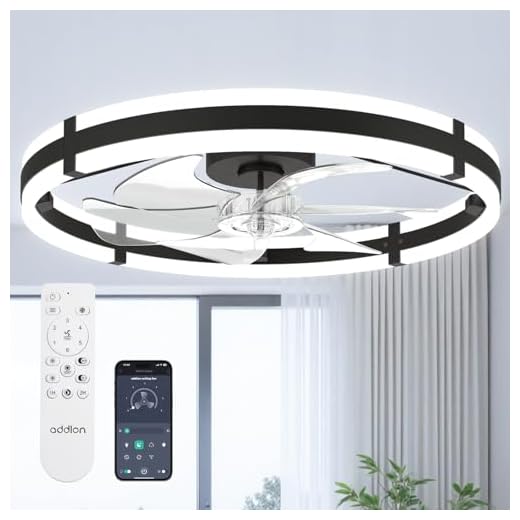 addlon 24" Low Profile Fandelier Ceiling Fans with Lights and Remote, Black