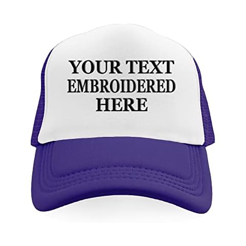 TopTie Custom Embroidery Foam Trucker Hat Snapback Personalized Embroidered 5-Panel Cap-Purple White Cover