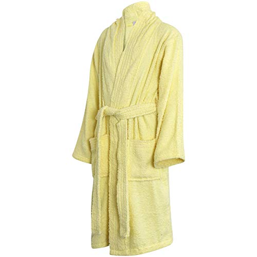 A2Z 4 Kids 100% Cotton Terry Towelling Shawl Collar Bath Robe - Towel Bathrobe 126 Lemon 5-6 #TOP2