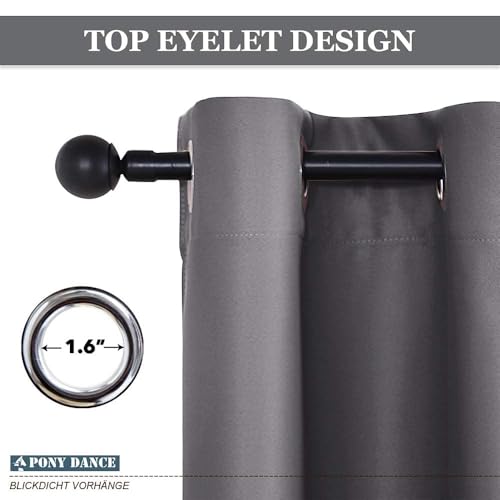 PONY DANCE Verdunkelungsvorhang Grau Thermovorhang Kälteschutz 1 Stück H 210 x B 132 cm...