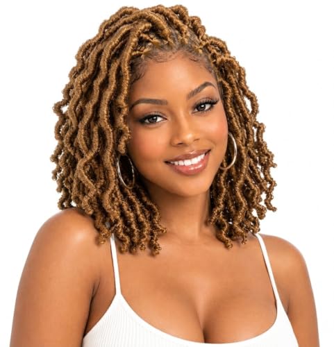 Bylatt 8 Packs Short Faux Locs Crochet Hair 120 Strands 12Inch Soft Locs wavy Dreadlocks Crochet Braids Natural Black Pre-Looped Crochet Hair for Women (27, 12 Inch (Pack of 8))