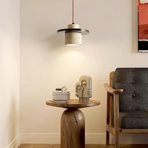 Travertino droplight con madera de nogal E27 estilo japonés 3