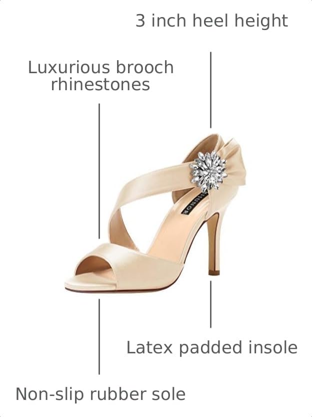 Image of ERIJUNOR High Heel Party Sandals For Woman Open Toe Stiletto Bow Shoes Wedding Evening Dress Shoes for Dancing