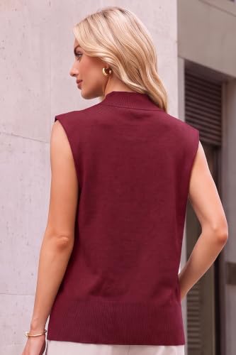 Image of Arach&Cloz Women's Wool Blend Mock Neck Sweaters Vest Business Casual Lightweight Trendy Tops Summer Outfits 2026