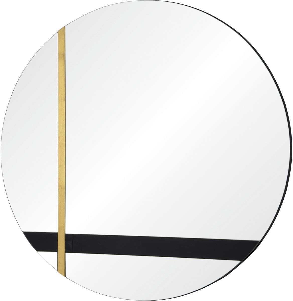 Renwil Gavin 30" Modern Glass Unframed Mirror in Black/Gold Leaf