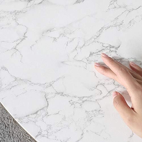 ConCus-T Marble White Grey Wallpaper Self Adhesive DIY Furniture Sticker Waterproof Kitchen Worktop Bathroom Feature Wall Countertop Contact Paper Vinyl Sticky Back Plastic Shelf Drawer Liner 30×300CM