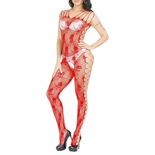 Cexiakong Sexy Dessous für Damen Nahtlose Bodystocking Catsuit ouvert Fishnet Negligees Lingerie Nachtkleid Sleepwear Im Schritt offen für Sex Baby Doll Sexy unterwäsche Kleid