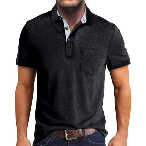 Polo homme coupe ajustée anti-transpiration en coton à manches courtes