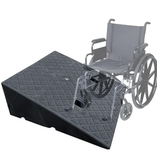 Heavy-Duty Threshold Wheelchair Ramp - 7.5 Rubber Curb Ramp with Non-Slip Surface, Portable Loading Ramp for Home & Vehicle Use (7in/18cm, Black) (black, 7in/18cm)
