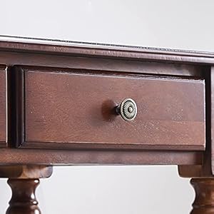 GLigeT Office Desk Stable Rubber Wood PC Desk Home Writing Desk with 2 Storage Drawers Simple Country Style Working Study Table Rustic Brown Study Writing PC Desk Size 09 Meters