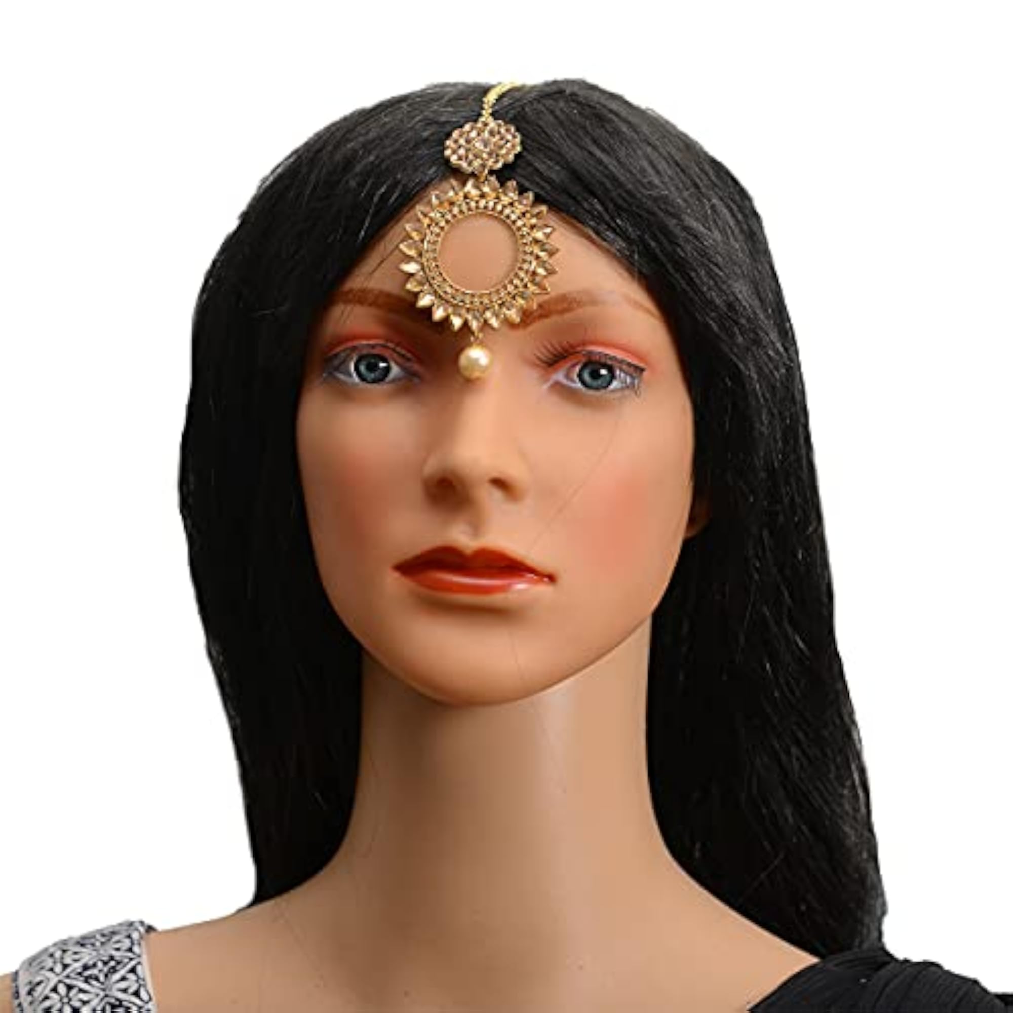 Traditional Maang Tikka with Kundan and Beads