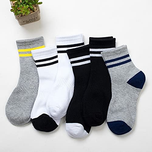 Chaussettes coton enfants 3-12 ans : lot de 5 paires rayées filles garçons automne hiver