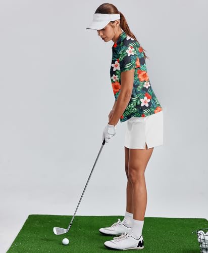 Image of PINSPARK Womens Golf Shirt Short Sleeve Polos UPF 50+ Collared Tennis Tops