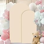Beige Spandex Arch Cover Set of 2 Arch Covers Stretchy Backdrop Chiara Wall Arch Stand Cover 6FT 7.2FT Round Top Backdrop Cover for Arched Stand Wedding Covering for Balloon Party Ornaments - Image 5