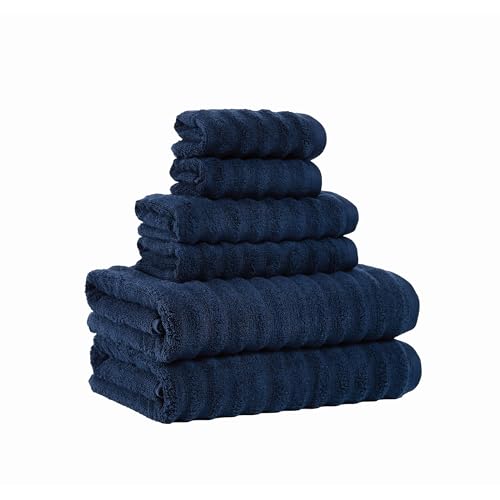 Royal Velvet Textured Navy 6 Piece Towel Set, Solid Color Themed, Oeko-TEX Certified Confidence by ROYAL VELVET - Used condition - Image 3