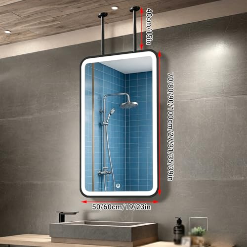 Miroir de salle de bain anti-buée dimmable avec éclairage 3 couleurs IP44